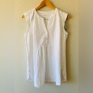 NWT J.Jill PureJill Women’s White Coastal To al Embroidered Babydoll Tunic